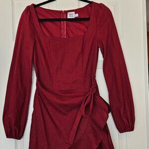 Princess Polly Burgundy Wrap Mini Dress – US 4
